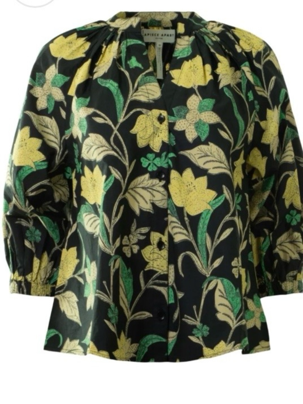 NWT Apiece Apart Messina Black Floral Blouse 100% Ethical Cotton size S